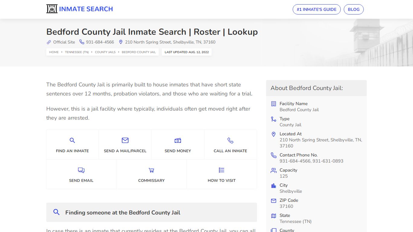 Bedford County Jail Inmate Search | Roster | Lookup